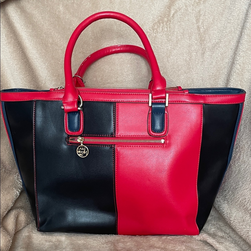 Nicole Lee Black Tote with Red Trim and Floral Appliqué - Picture 2 of 4